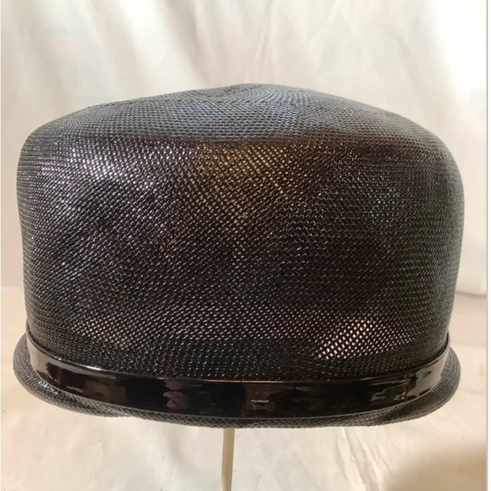 Vintage Linda Anne Black Straw Hat - Picture 2 of 8